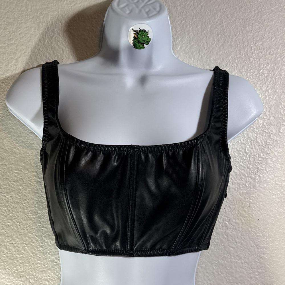 Victoria's Secret Very Sexy‎ Faux Leather Black Mini Corset Small DD S-DD NWT